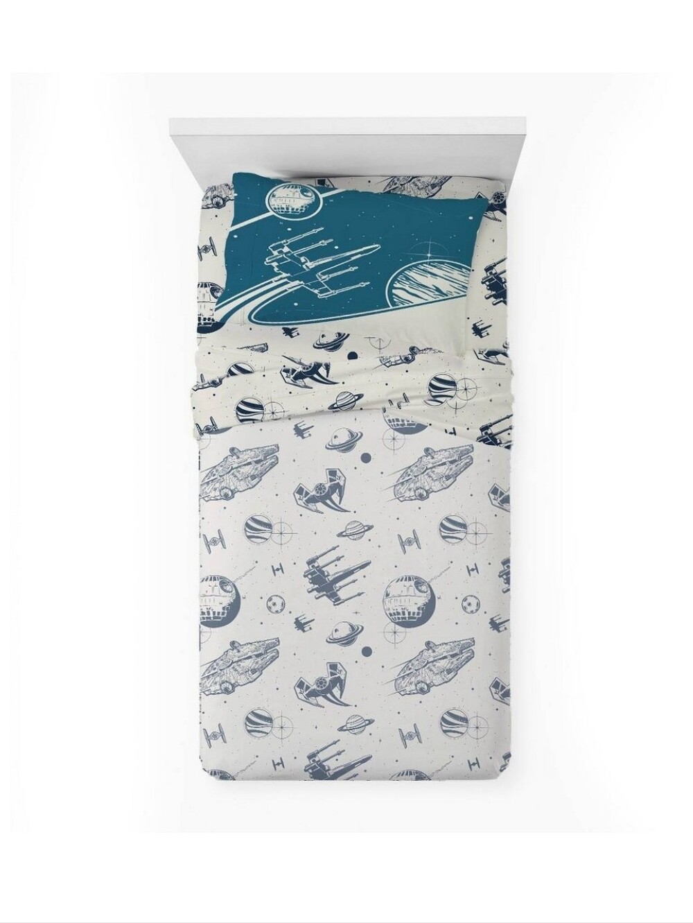 Star Wars Blue and White Kids Bedding Set Twin Size